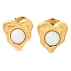 Natural White Jade & Ion Plating(IP) 304 Stainless Steel Heart Stud Earrings EJEW-A118-04G-04-4