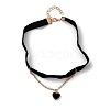 Alloy & Velvet Heart Pendant Choker Necklaces for Women WGC7319-04-1