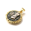 Brass with Natural Shell Carved Pendants KK-Z091-07G-01-2