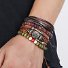 Punk Style Adjustable Cowhide Cord Bracelet Sets WG74349-01-2