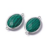 Platinum Tone Brass Synthetic Malachite Links connectors G-F339-B14-2