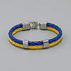 Flag Color Imitation Leather Double Line Cord Bracelet with Alloy Clasp GUQI-PW0001-088-2