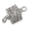 Brass Micro Pave Cubic Zirconia Cube Links Connector Charms KK-A230-04P-2