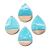 Transparent Resin & Walnut Wood Pendants X-RESI-T035-28-A02-1