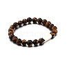 Natural Tiger Eye Round Beaded Stretch Bracelet PW-WG80752-05-1