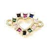 Brass Pave Cubic Zirconia Connector Charms KK-E802-15G-A-1