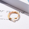 Natural Mixed Stone Round Beaded Stretch Ring with Moonstone RJEW-JR00440-4