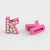 Mixed Color Zinc Alloy Grade A Rhinestone Letter Slide Charms ALRI-S130-K-2