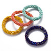 AB Color Plated Faceted Opaque Glass Beads Stretch Bracelets BJEW-S144-003D-1