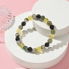 Natural Labradorite & Citrine & Black Onyx(Dyed & Heated) & Moss Agate Round Beaded Stretch Bracelets BJEW-JB10910-06-2