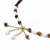 Tassel Pendant Necklace with Glass Beaded Chains for Women NJEW-F302-03-3