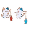 2Pcs 2 Style Cat and Fish Enamel Pin JEWB-SZ0001-76-1