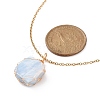 Natural Aquamarine Hexagon Wrapped Pendant Necklace with 304 Stainless Steel Chains NJEW-JN04022-3