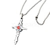 Cross Alloy Rhinestone Pendant Necklaces for Men FS-WG275E1-01-2