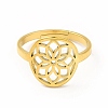 Ion Plating(IP) 304 Stainless Steel Flower Adjustable Ring for Women RJEW-B027-19G-2