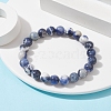 Natural Sodalite Round Beaded Stretch Bracelets BJEW-TA00431-2