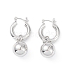 Brass Round Ball Dangle Hoop Earrings for Women EJEW-G347-04P-1
