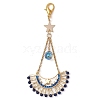 Moon Star Synthetic Blue Spinel & Glass Seed Pendant Decoration HJEW-MZ00115-1