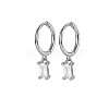 Anti-Tarnish Platinum Rhodium Plated 925 Sterling Silver Dangle Hoop Earrings for Women SY2365-10-1