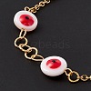 Synthetic Shell Evil Eye Beaded Link Bracelet with Enamel BJEW-F431-01G-4