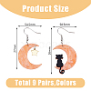 FIBLOOM 9 Sets 9 Colors Moon & Star & Cat Resin Asymmetrical Earrings EJEW-FI0002-35-2