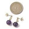 Natural Amethyst Round Beads & 304 Stainless Steel Components Dangle Earrings for Women EJEW-JE06231-03-3