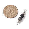 Natural Lava Rock Round Beaded Connector Charms PALLOY-JF02715-2