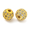 Round Brass Micro Pave Cubic Zirconia Beads ZIRC-N016-01G-6MM-2