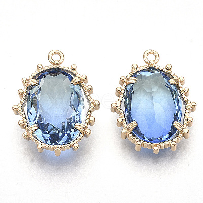 Transparent Faceted Glass Pendants X-GLAA-R212-04A-1