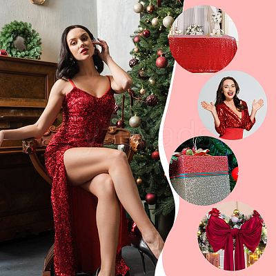 Polyester with PET Glitter Powder Fabric AJEW-WH0314-706B-1