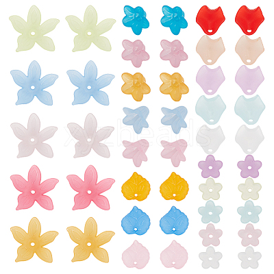 500Pcs 25 Styles Transparent Acrylic Bead Caps & Charms FACR-WR0001-01-1