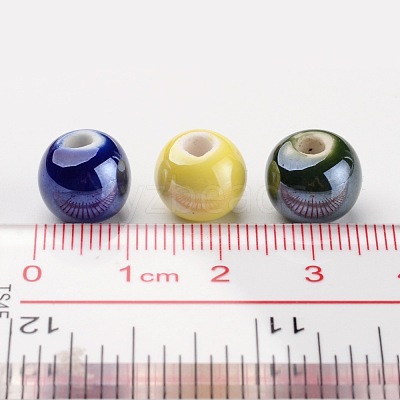 Glazed Porcelain Beads PORC-D001-10mm-M-1