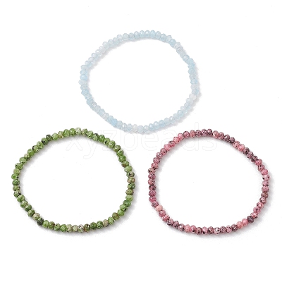Dyed Natural Malaysia Jade Faceted Rondelle Beads Stretch Bracelets for Women Men BJEW-JB13442-1