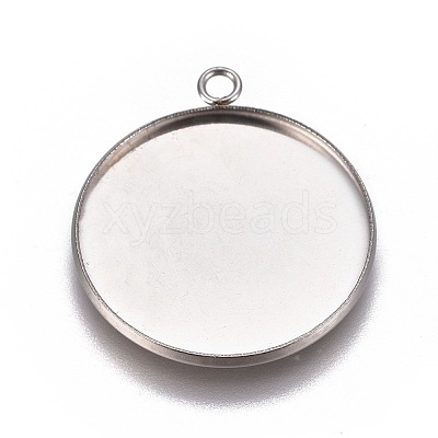 Non-Tarnish 304 Stainless Steel Pendant Cabochon Settings STAS-G127-13-25mm-P-1