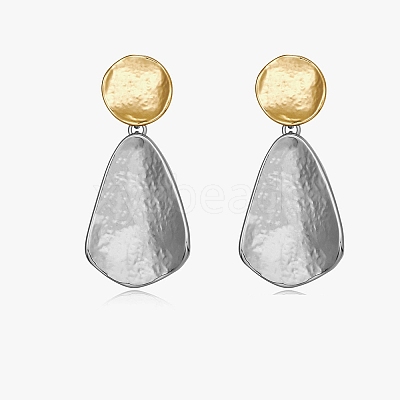 Two Tone Brass Dangle Stud Earrings FS-WGF18BB-06-1