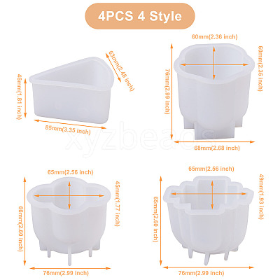 4Pcs 4 Style DIY Candle Silicone Molds Making DIY-MP0001-08-1
