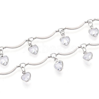 Brass Glass Scalloped Bar Chains CHC-T018-08P-1