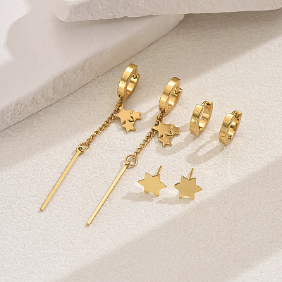 Star Stainless Steel Star Earring Sets YA2186-2-1