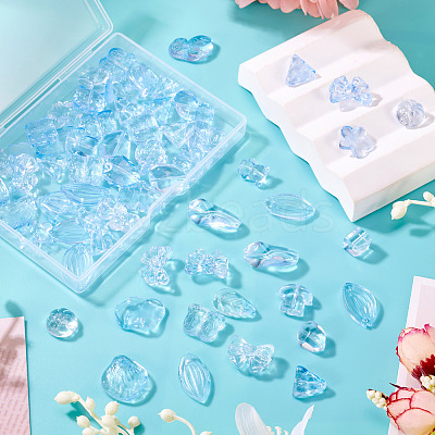 64Pcs Gradient Color Transparent Glass Beads GLAA-TA0003-48B-1