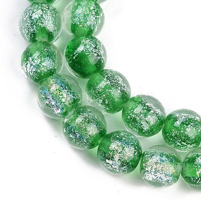 Handmade Gold Foil Lampwork Beads Strands LAMP-Q002-01B-1