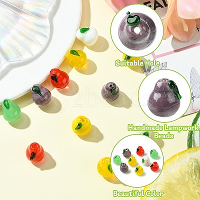 12Pcs 6 Colors Handmade Lampwork Beads LAMP-CJ0002-13-1
