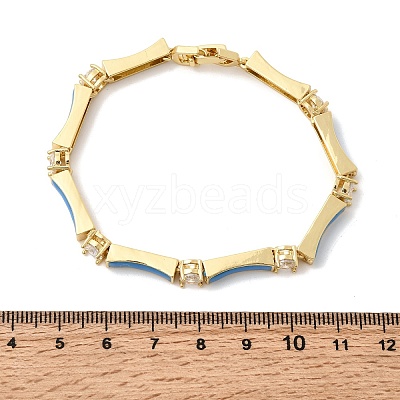Brass Micro Pave Clear Cubic Zirconia Link Chain Bracelets for Women BJEW-H639-04G-1