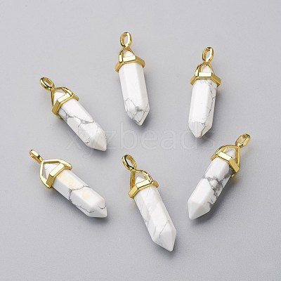 Natural Howlite Double Terminated Pointed Pendants G-G902-B21-1