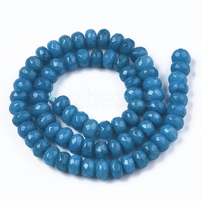 Faceted Rondelle Dyed Natural White Jade Bead Strands G-R343-6x8-02-1