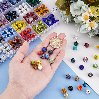 240Pcs 24 Colors Pave Disco Ball Beads RB-PH0001-32-1