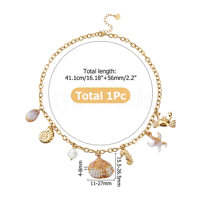 1Pc 304 Stainless Steel & Natural Cowrie Shell Pendant Bib Necklaces for Women NJEW-HS0001-25-1
