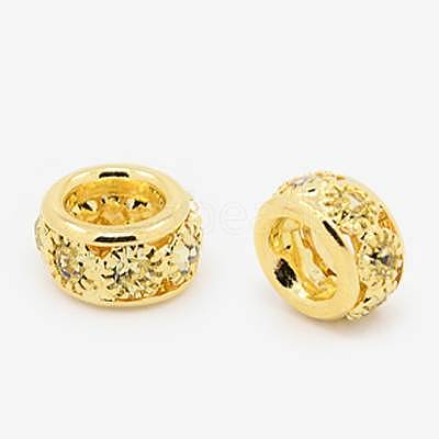 Brass Rhinestone European Beads RB-A050-H5mm-01G-1