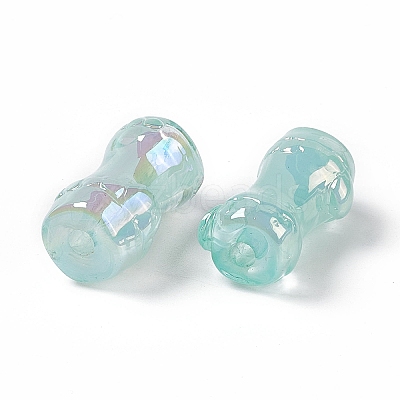 UV Plating Rainbow Iridescent Acrylic Beads PACR-M003-06-1