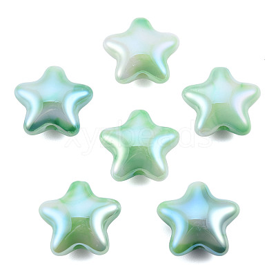 UV Plating Rainbow Iridescent Acrylic Beads LS-PACR-T016-02B-1