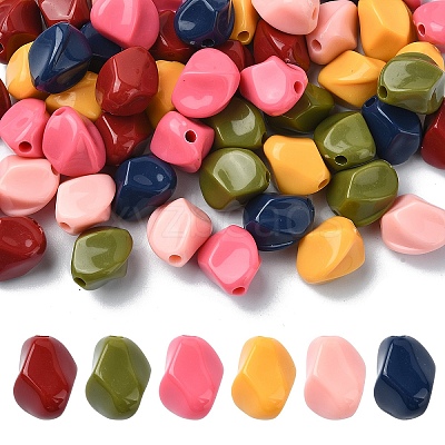 60Pcs 6 Colors Opaque Acrylic Beads MACR-YW0003-17-1